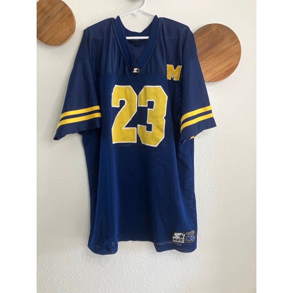 Vintage University Michigan Wolverines‎ Football Jersey Starter XL Blue #23
